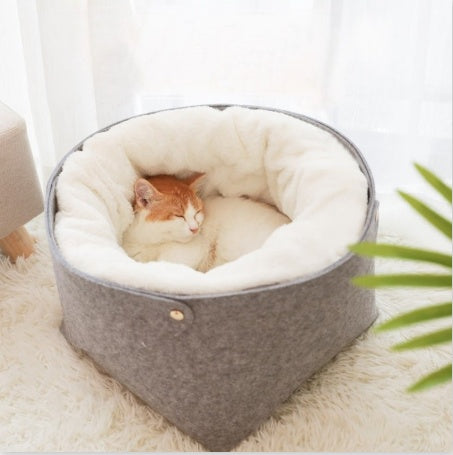All-Season Detachable Cat Bed House | Windproof Winter Cat Cave with Removable Washable Nest