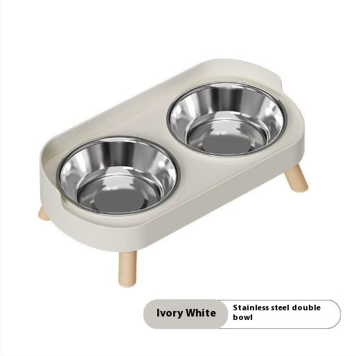 Stainless Steel Double Bowl Ceramic Water And Grain Integrated Feeding Bowl
