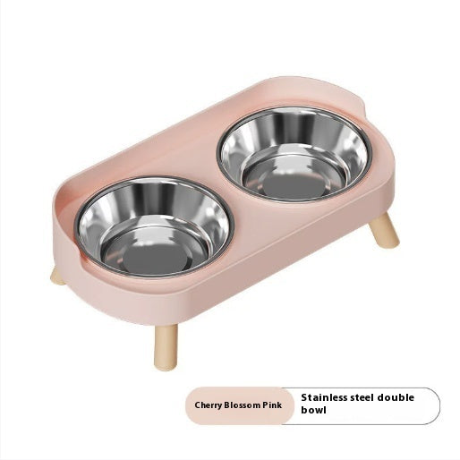 Stainless Steel Double Bowl Ceramic Water And Grain Integrated Feeding Bowl