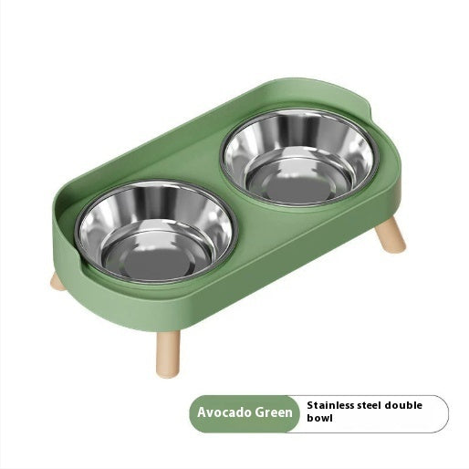 Stainless Steel Double Bowl Ceramic Water And Grain Integrated Feeding Bowl